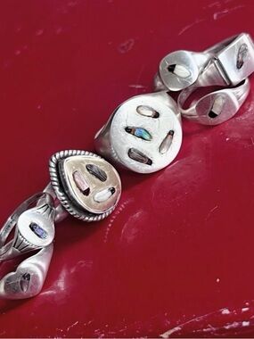 Sterling Silver Shell Inlay Bug rings
